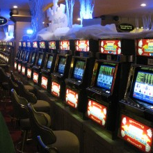 A bank of video poker machines in a land-based casino