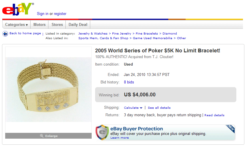 WSOP bracelet auction