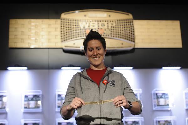 Vanessa Selbst with one of her three WSOP bracelets
