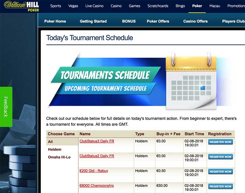 William Hill Poker Tournaments