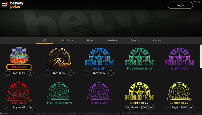 Betway poker shop