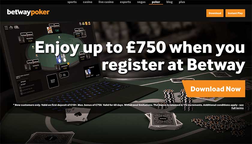 Betway poker screenshot