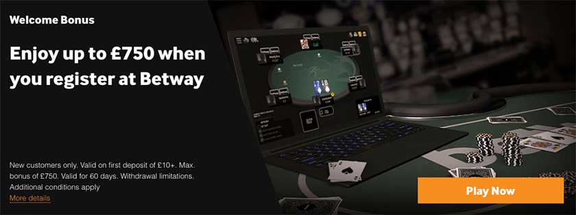 Betway Poker welcome bonus