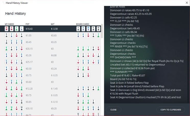 Run It Once Poker hand history