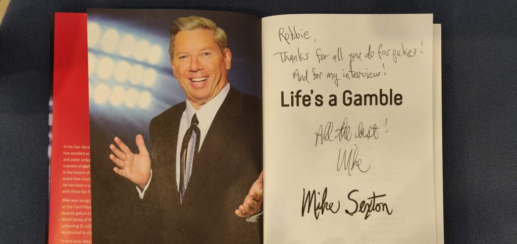 Mike Sexton book inscription