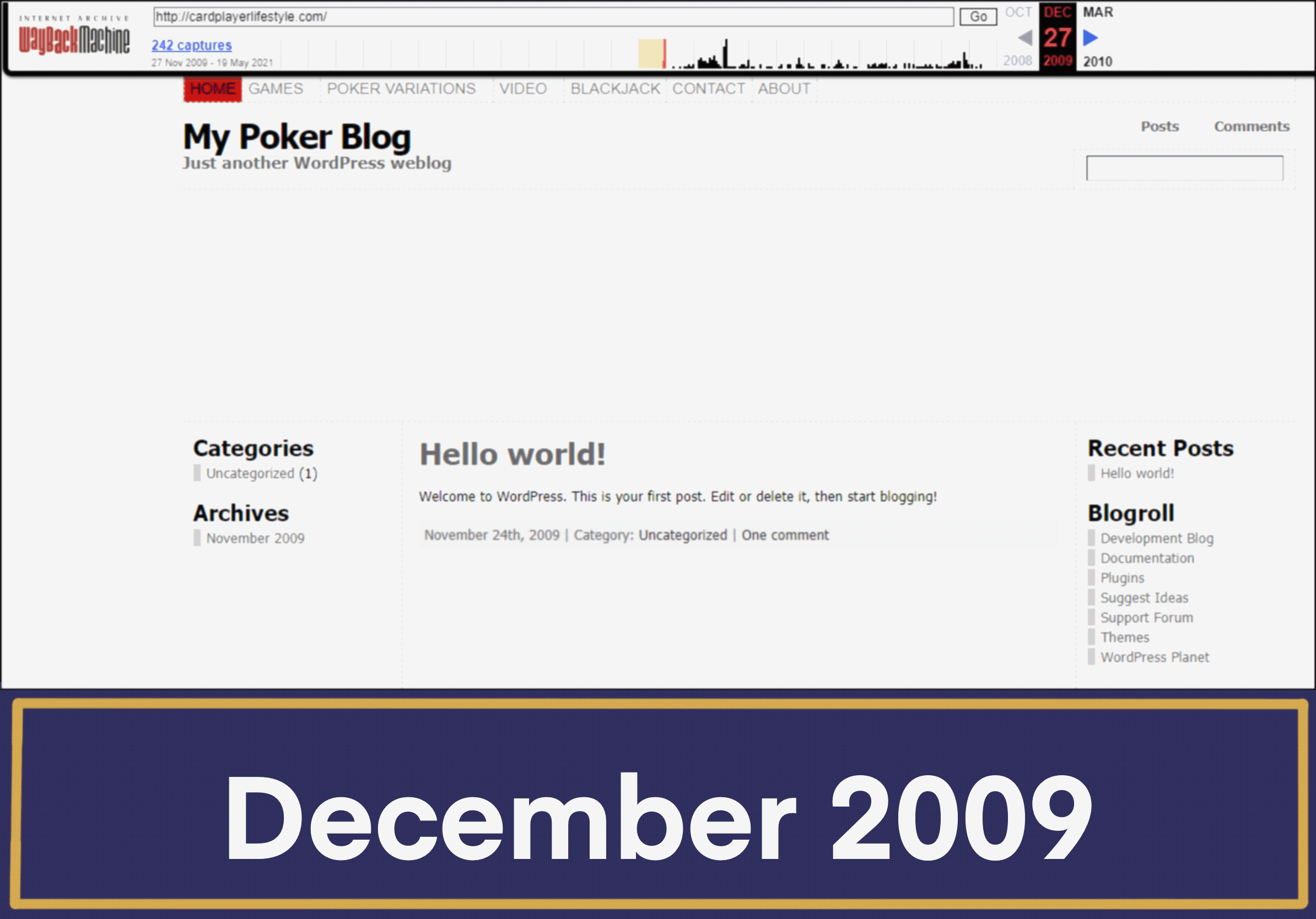 Website progress 2009-2021
