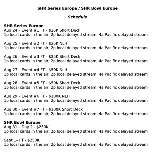 streaming schedule