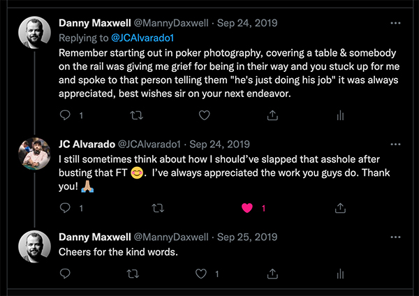 JC Alvarado tweet Danny Maxwell