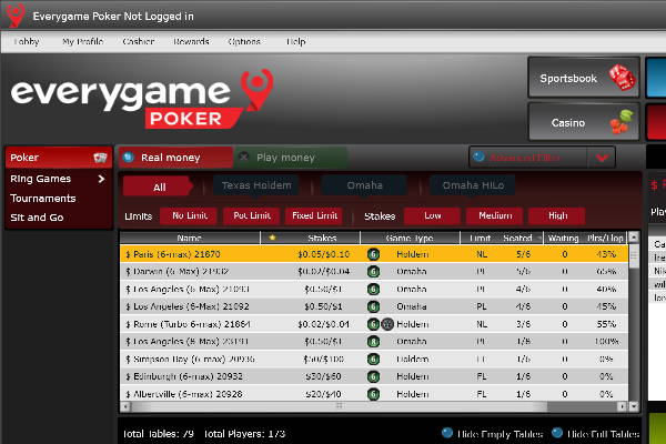 Everygame Poker Instant Play feature