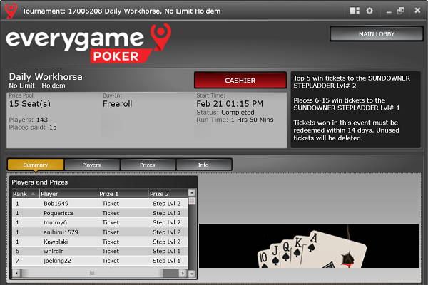 Everygame Poker freerolls