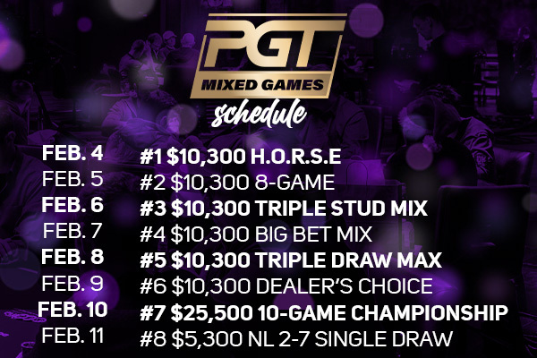 PGT Mixed Games Schedule