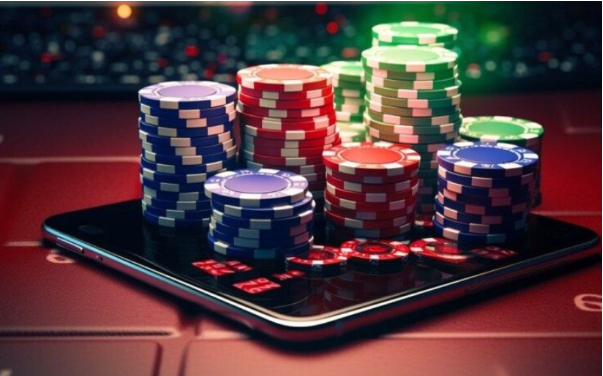 casino chips are on the tablet