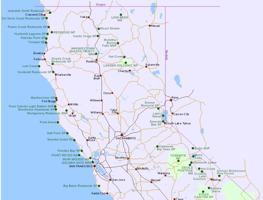 Northern California poker map