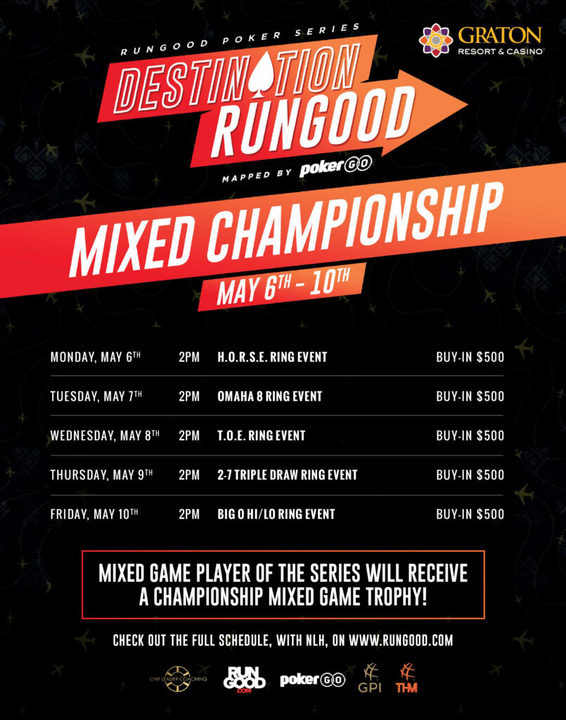 RunGood Poker Series Graton Mixed Games Event Schedule