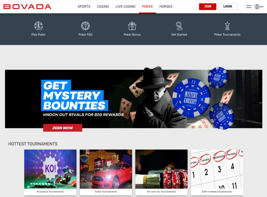 bovada online poker lobby and tournament promotions