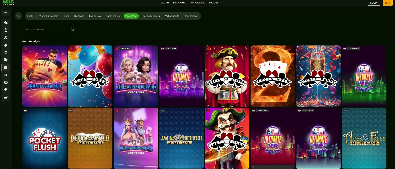 wild casino online casino games library